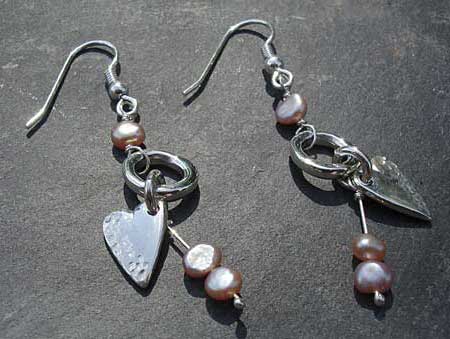 Silver heart handmade earrings