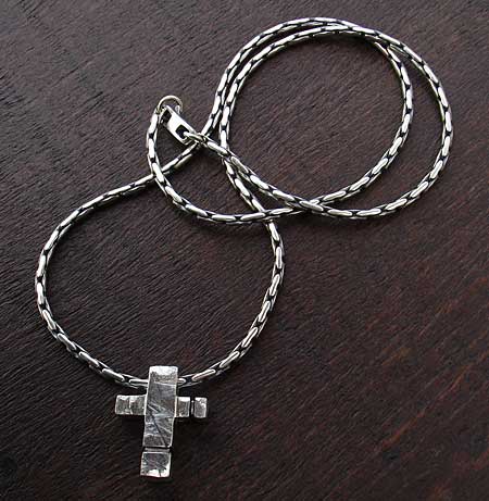 Silver mens cross necklace