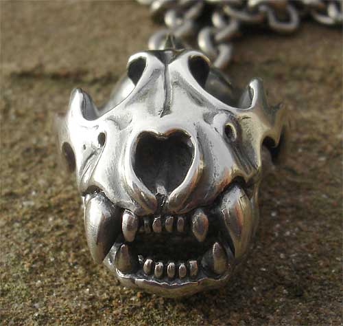 Silver panther skull necklace