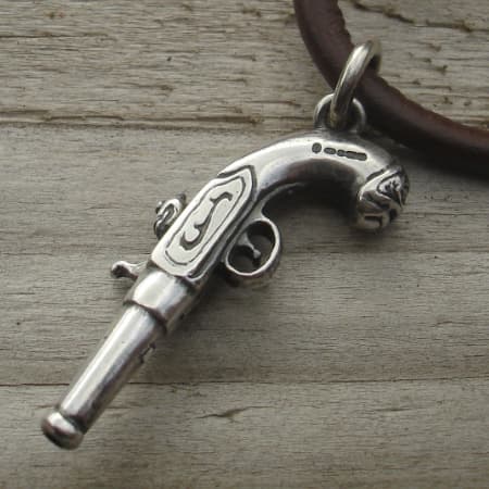 Silver pistol necklace