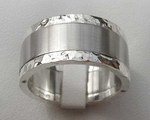 Silver and stainless steel wedding ring