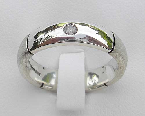 Domed silver diamond wedding ring