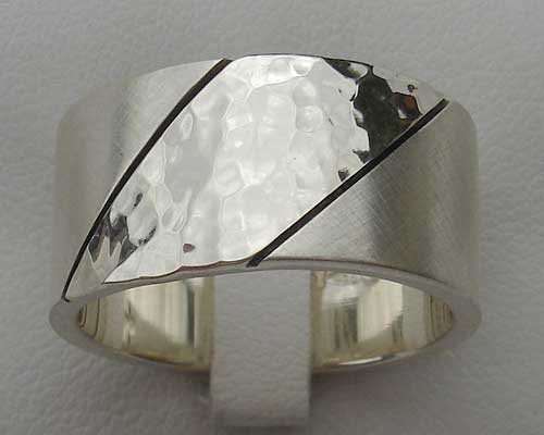 Silver twin finish wedding ring