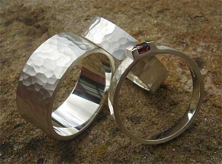 Silver wedding rings set