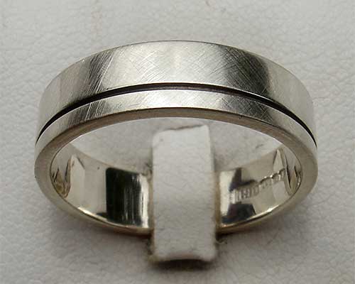 Etched sterling silver ring