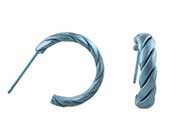 Sky blue rope work titanium hoop earrings