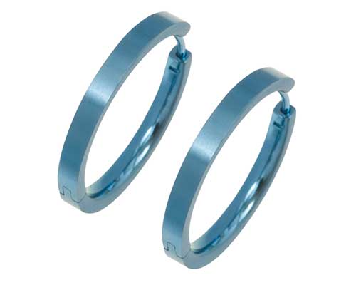 Sky blue titanium full hoop earrings