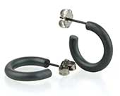 Small black titanium round hoop earrings