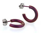 Small brown titanium round hoop earrings