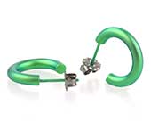 Small green titanium round hoop earrings