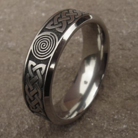 Spiral symbol Celtic titanium ring