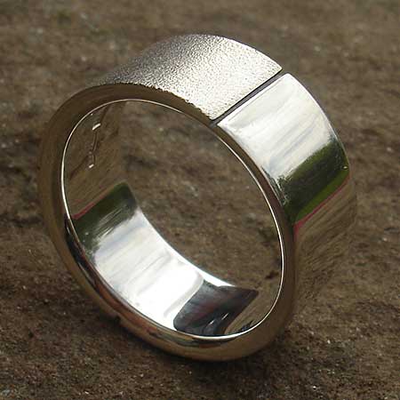 Split finish mens silver ring