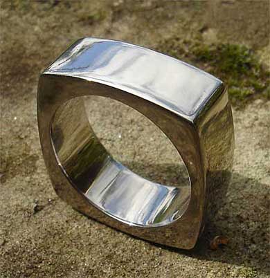 Square chunky titanium ring