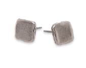 Titanium stud earrings featuring a softly squashed organic square shape