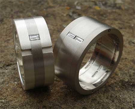 Diamond wedding rings in stainless steel