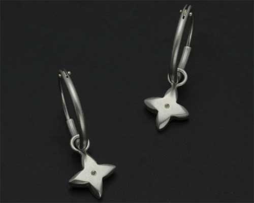 Star sterling silver sleeper earrings