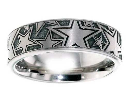 Stars pattern titanium ring
