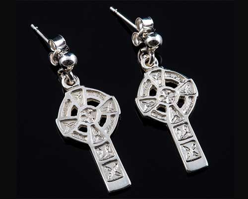 Sterling silver Celtic cross earrings