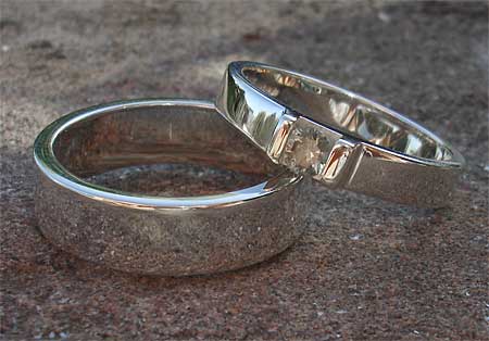 Sterling silver engagement and wedding rings