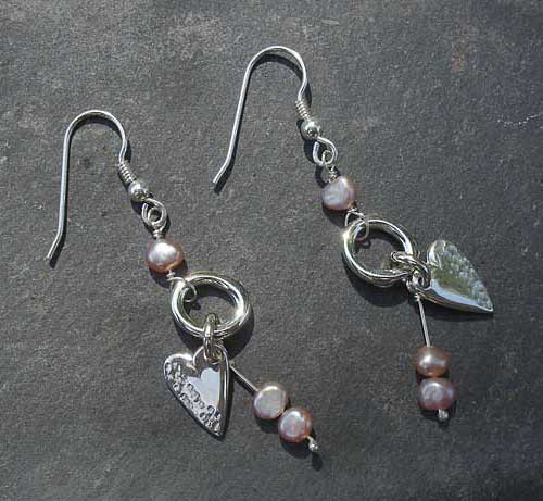 Sterling silver heart handmade earrings