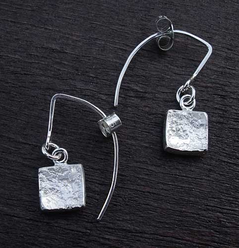 Square sterling silver hook earrings