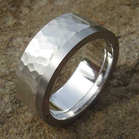 Sterling silver and stainless steel wedding ring