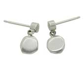 Stone shape silver drop earrings