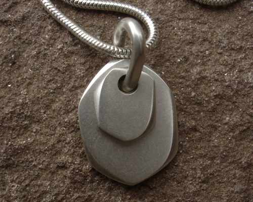 Stone shaped handmade silver necklace
