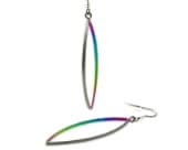 Rainbow titanium drop earrings featuring a gently curved silhouette