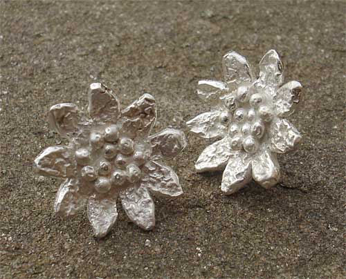 Sunflower silver earrings