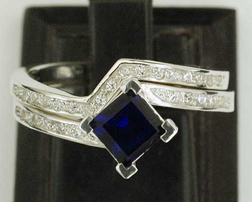 Synthetic Sapphire & CZ Bridal Set | LOVE2HAVE in the UK!