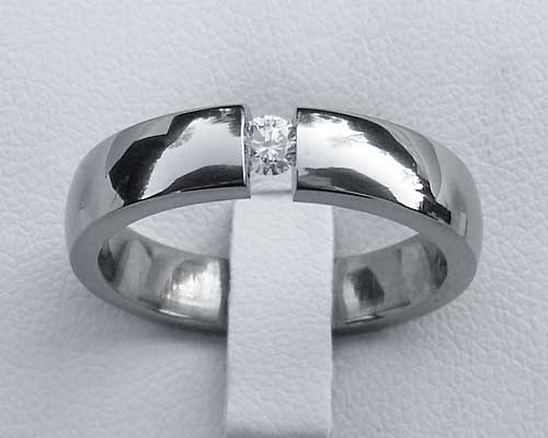 Tension Set Diamond Titanium Engagement Ring | UK!