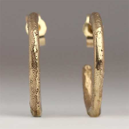 Textured gold hoop stud earrings