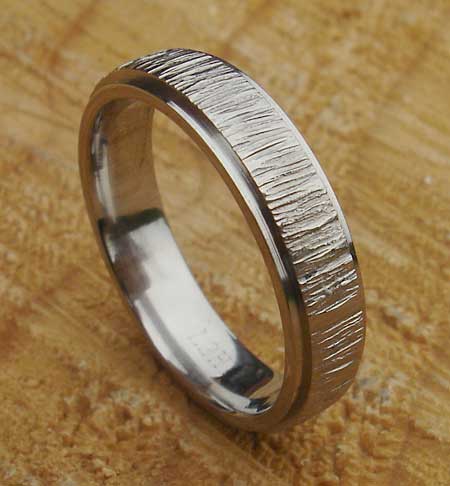Textured titanium wedding ring