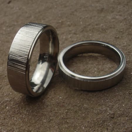 Textured titanium wedding rings