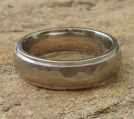 Size T Domed Hammered Wedding Ring