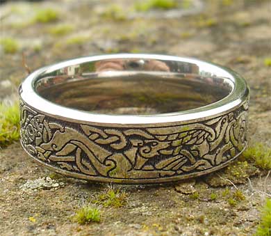 Titanium Celtic animals ring
