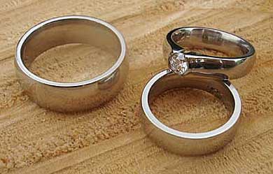 Titanium engagement and wedding rings