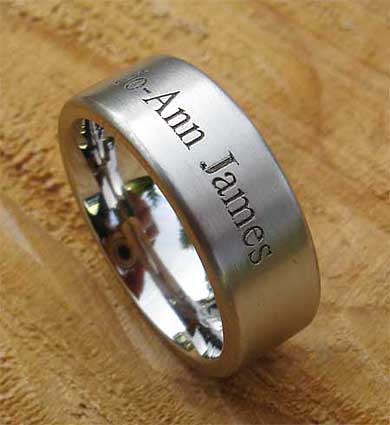 Titanium personalised  wedding ring