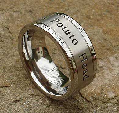 Mens personalised titanium wedding ring