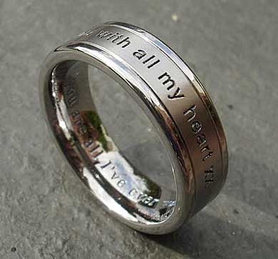 Personalised outer engraved titanium wedding ring