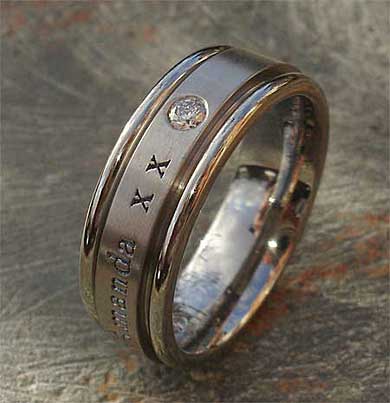 Titanium Roman numeral diamond rong