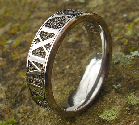Titanium Roman numeral ring