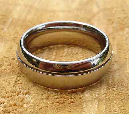 Titanium twin finish domed wedding ring