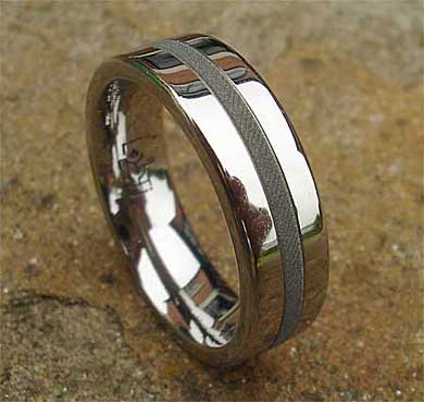 Titanium twin finish wedding ring