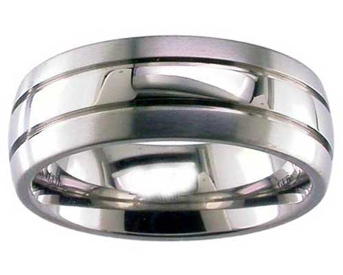 Twin finish titanium wedding ring