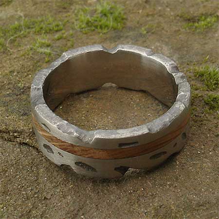 Titanium and wooden wedding ring