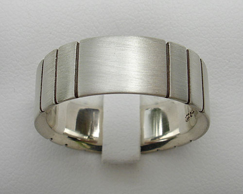 Trendy mens silver ring