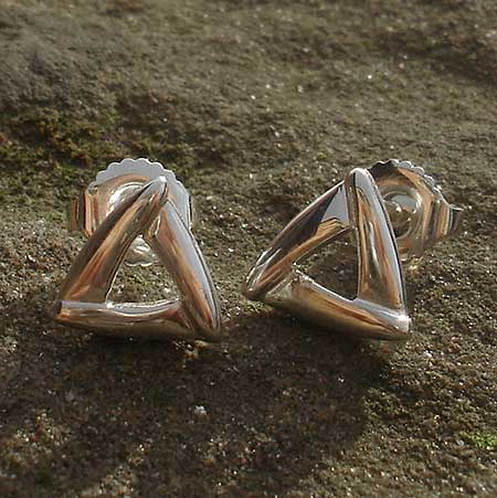 Triangle silver stud earrings