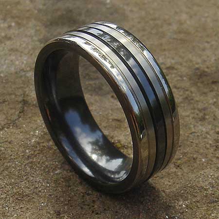Triple tone wedding ring for men